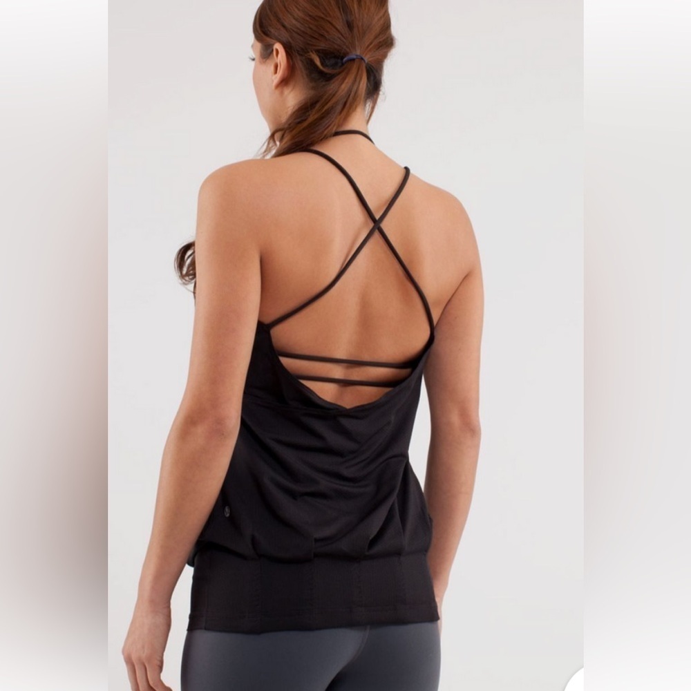 Lululemon Black Flow And Go Built-In Bra Tank Top